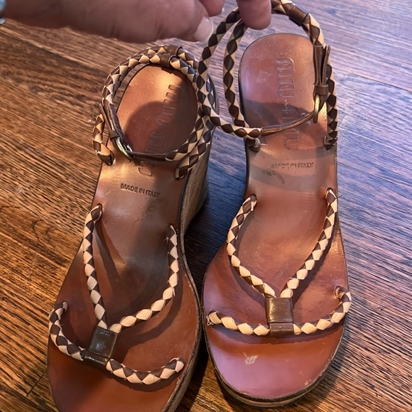 Miu Miu Beige and brown (tan) wedges in size 39 1/2 - Picture 1 of 6